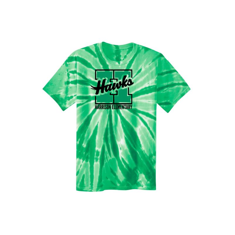 PC147Y Port & Company® Youth Red Tie-Dye Tee; HAWKS H