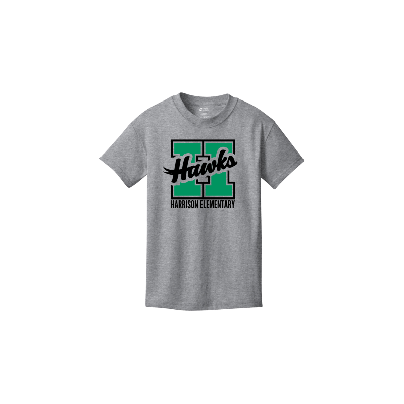 PC54Y Port & Company® Core Blend Tee; FULL FRONT LOGO HAWKS H