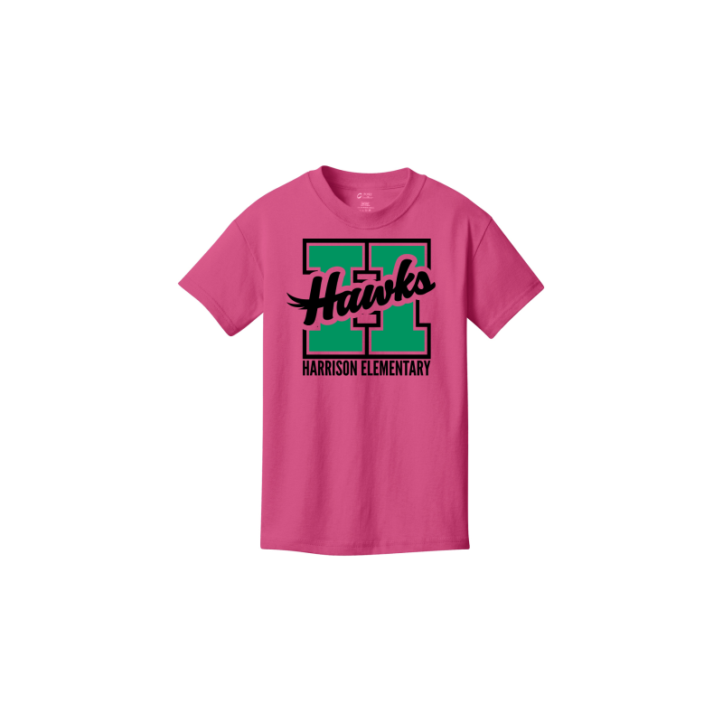 PC54Y Port & Company® Core Blend Tee; FULL FRONT LOGO HAWKS H
