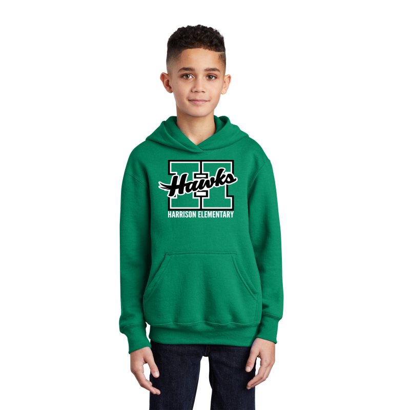 PC90YH Port & Co™ Youth Core Fleece Pullover Hooded Sweatshirt, HAWKS H