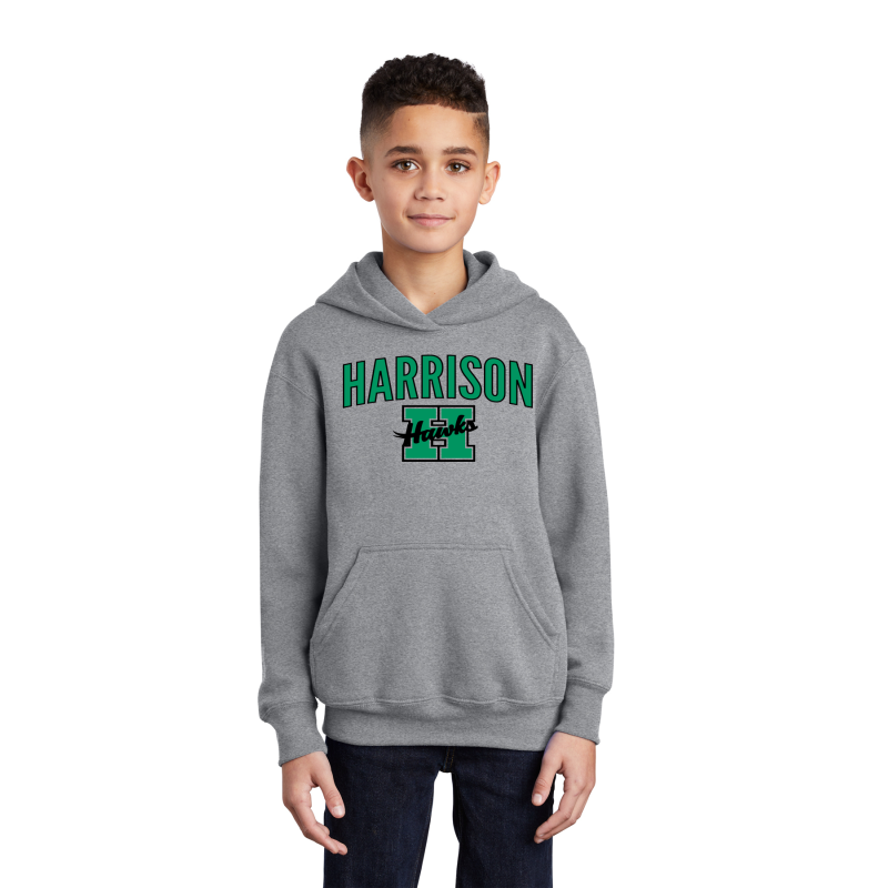 PC90YH Port & Co™ Youth Core Fleece Pullover Hooded Sweatshirt, HARRISON H