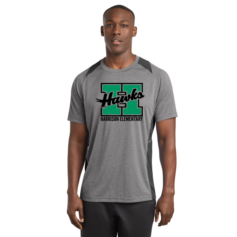 ST361 Sport-Tek® Heather Colorblock Contender™ Tee; HAWKS H